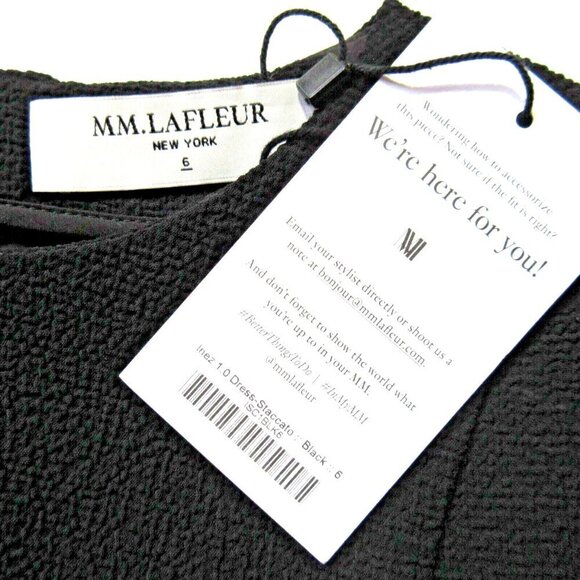 NWT MM. Lafleur The Inez 1.0 in Black Staccato Textured Fit & Flare Dress 6 - Picture 5 of 7